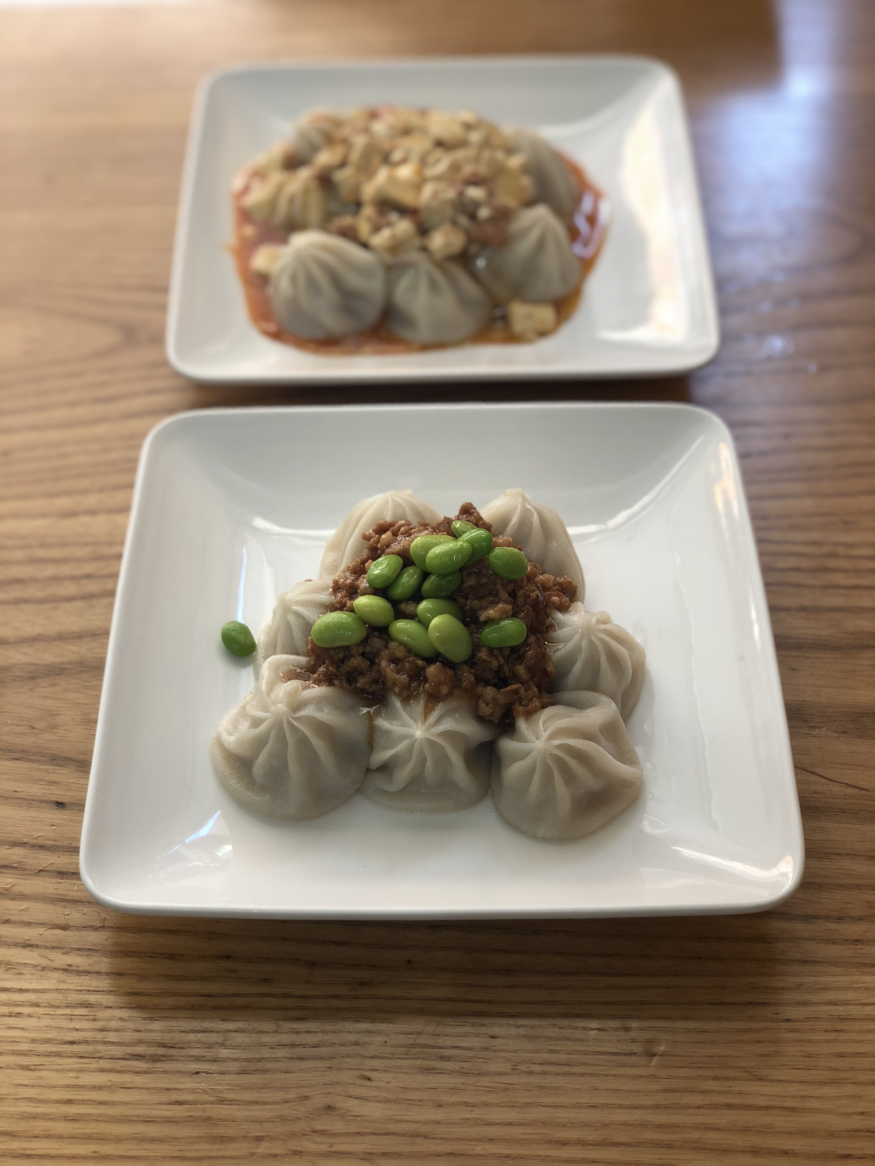 mapo tofu and zajiang xiao long bao