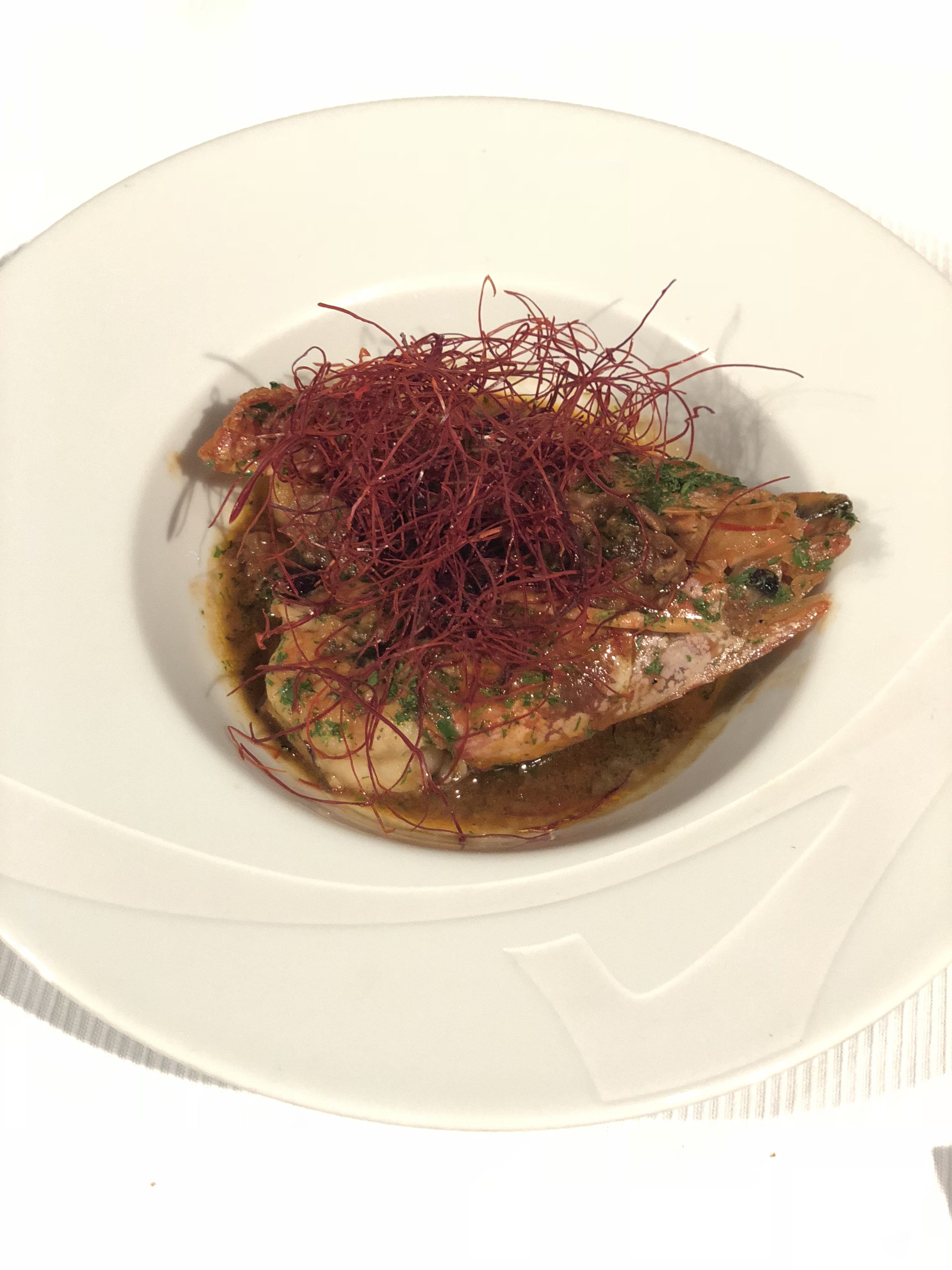 Two chili garlic prawns in a plate