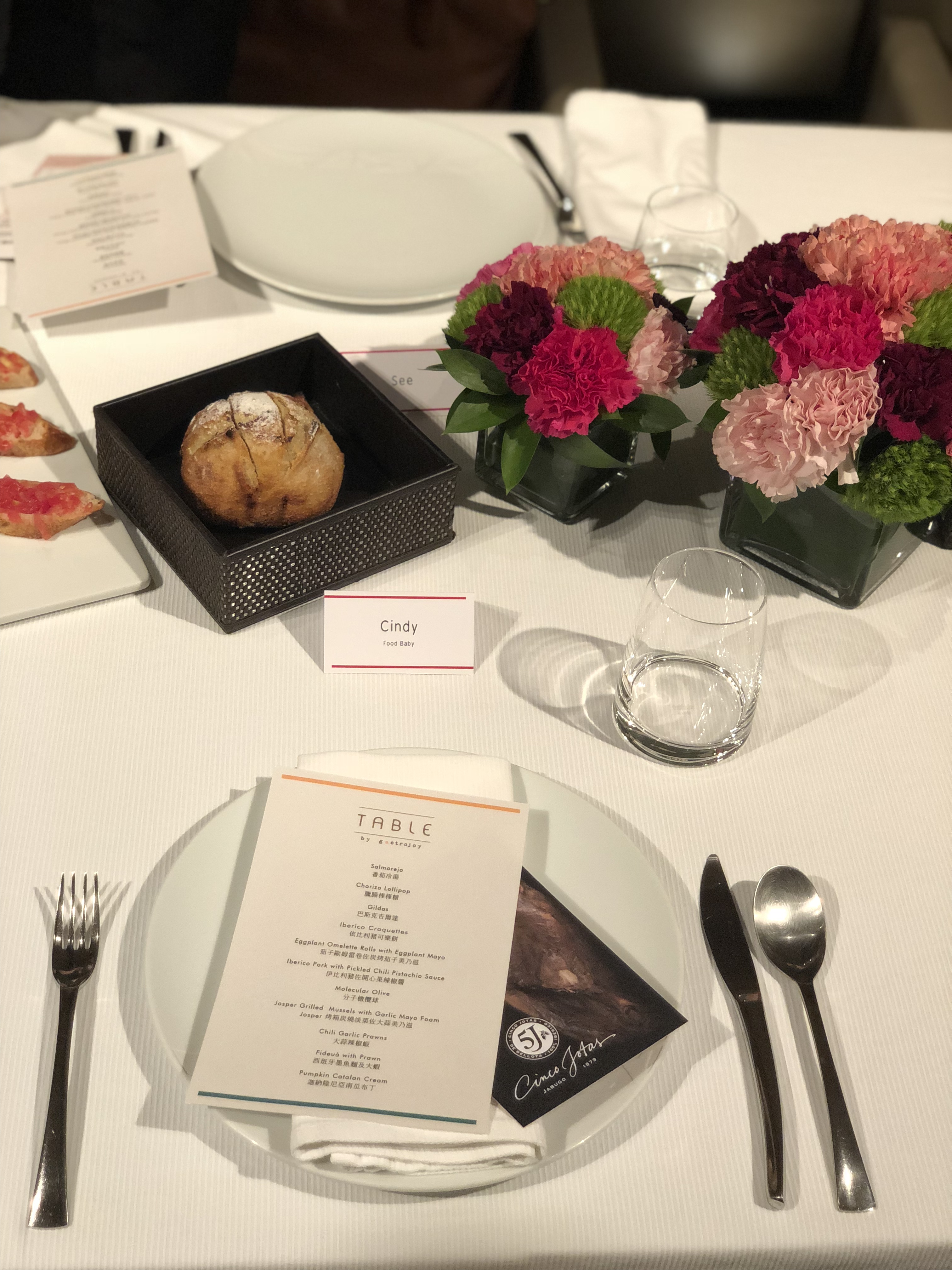Menu and place setting at Table by Gastrojoy