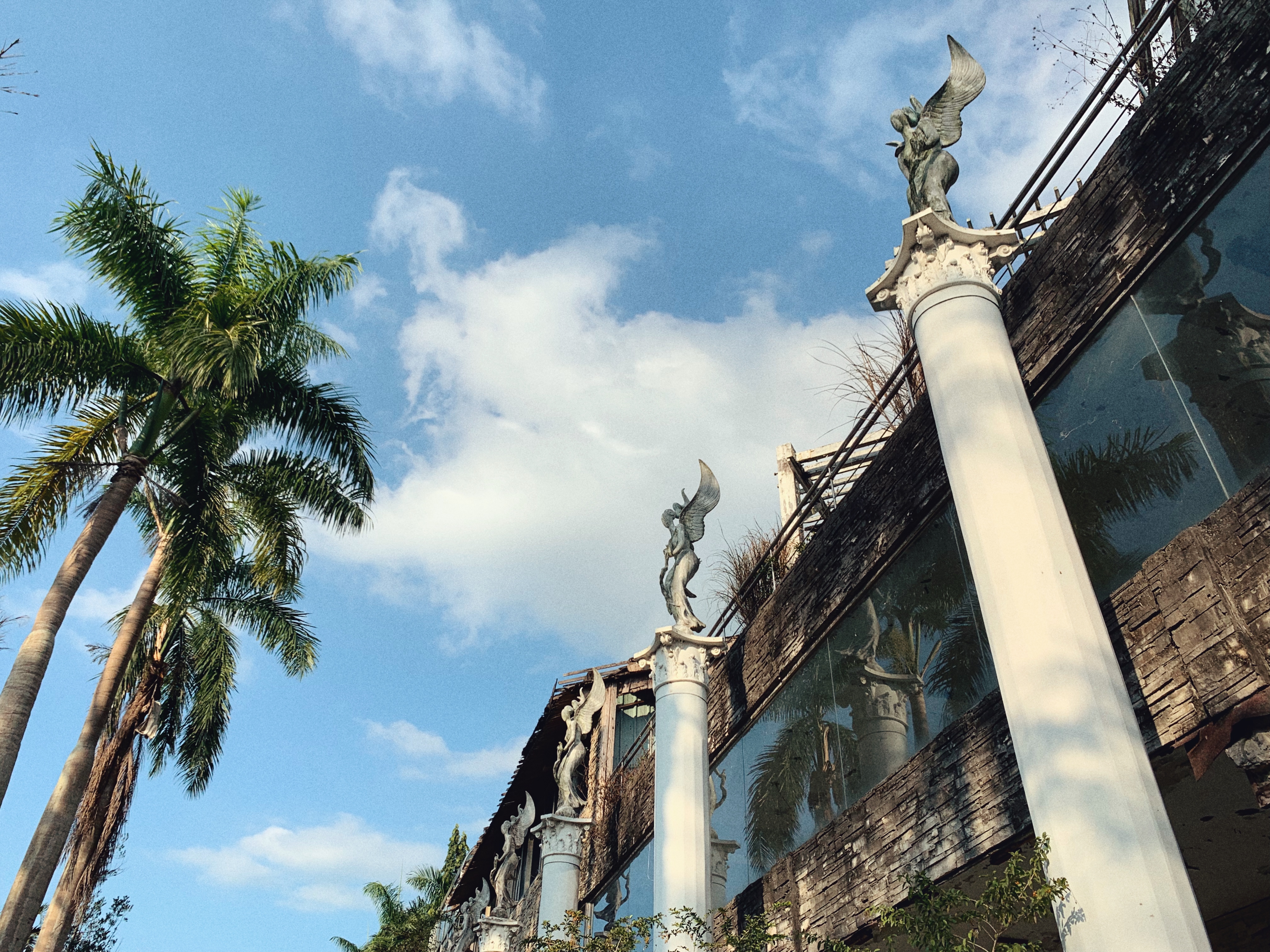 Angels on pillars line a second story building