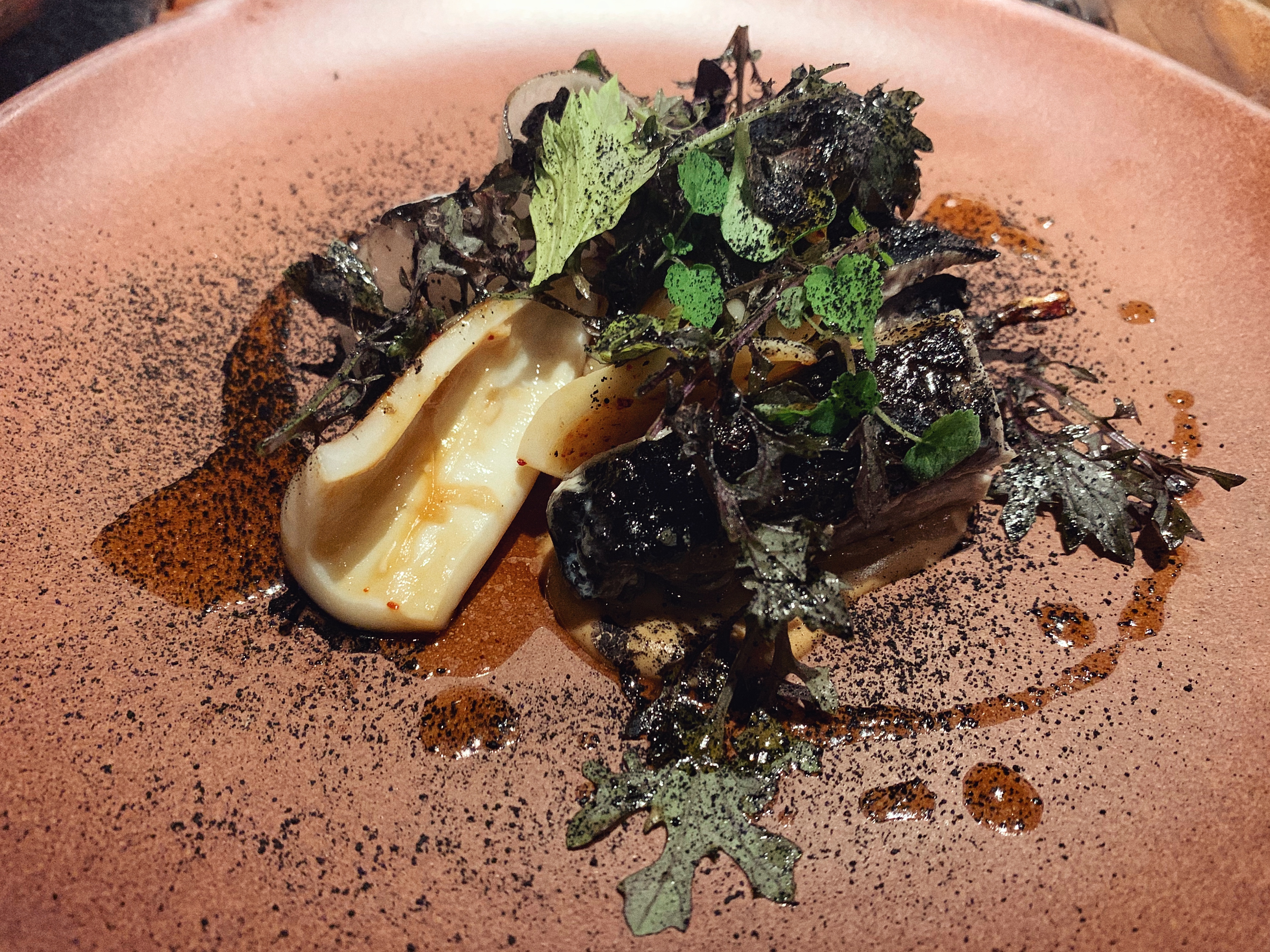 Main course: silkie black chicken and seafood