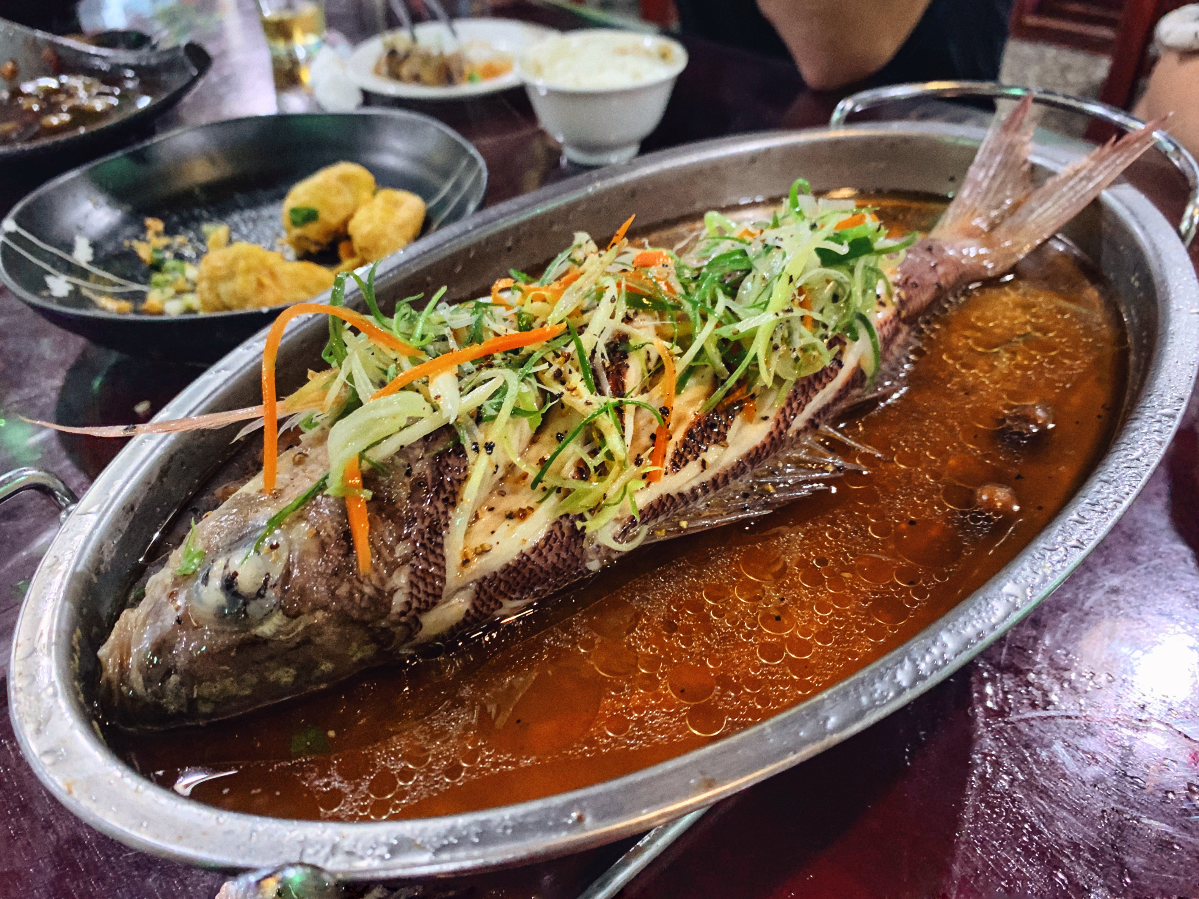 Steamed whole fish