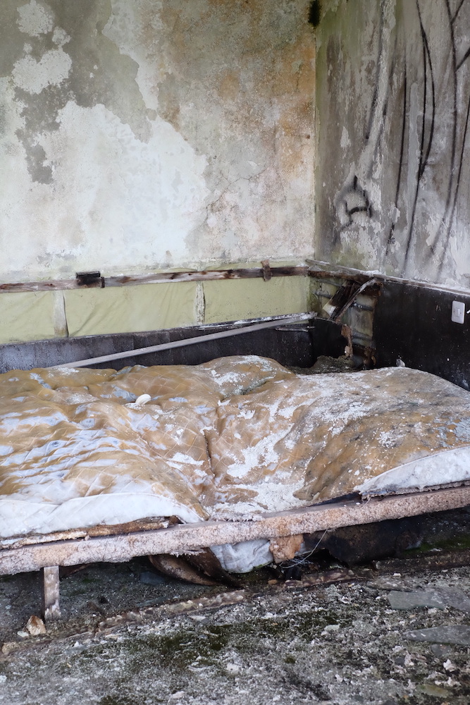 Forgotten mattress in the abandoned hotel