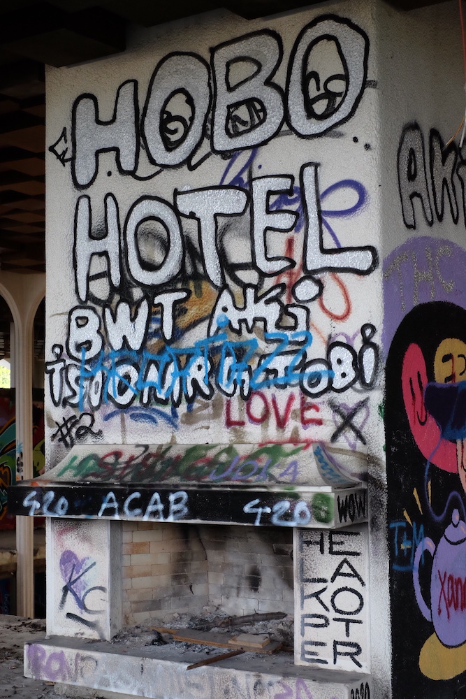 Hobo Hotel fireplace.